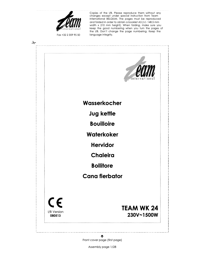 Page n°1 - Manuel utilisateur Team WK 24