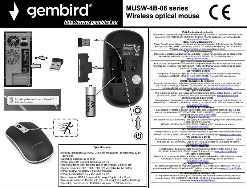 Page n°1 - Manuel utilisateur Gembird MUSW-4B-06-BG