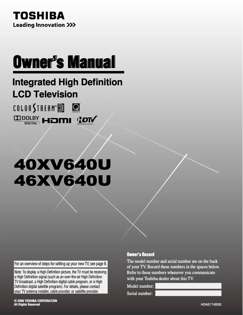 Image de la première page du manuel de l'appareil 46XV640U