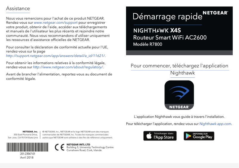 Page 1 de la notice Guide d'installation Netgear Nighthawk X4S