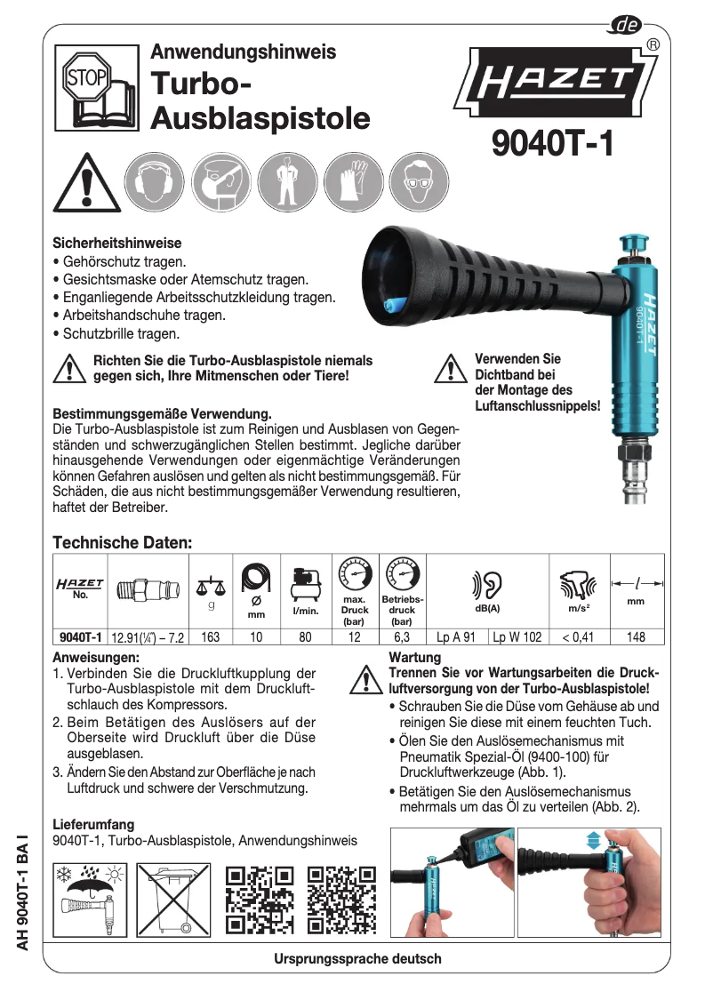 Page n°1 - Manuel utilisateur Hazet 9040T-1