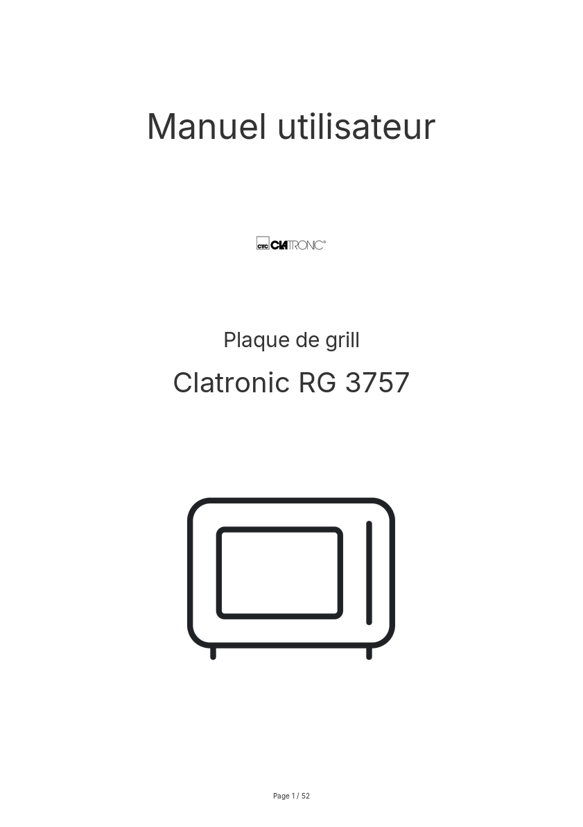 Page n°1 - Manuel utilisateur Clatronic RG 3757