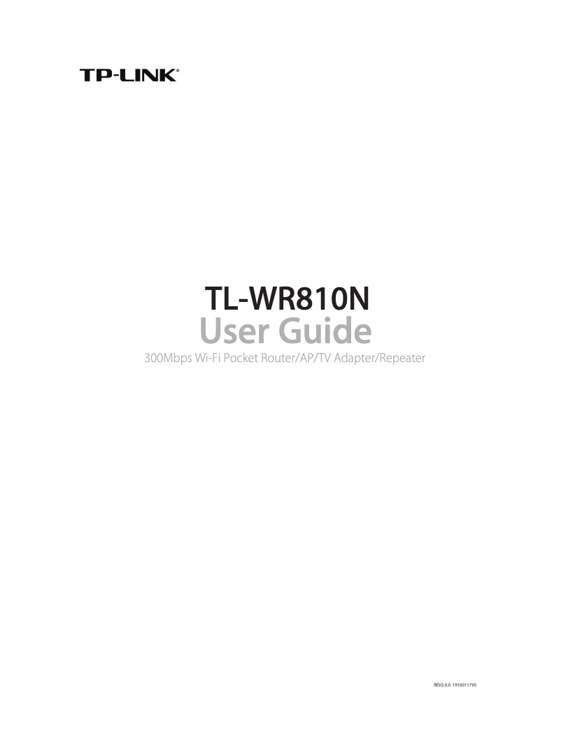 Page 1 de la notice Manuel utilisateur TP-Link TL-WR810N V2