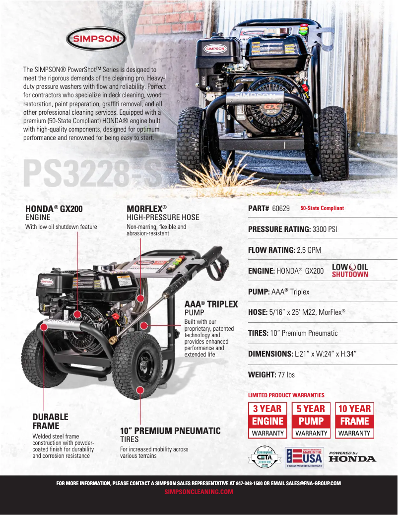 Page 1 de la notice Fiche technique Simpson PowerShot PS3228-S