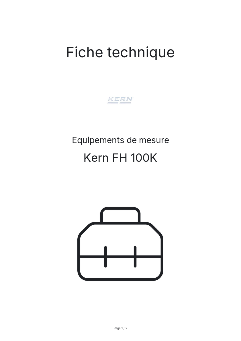 Page n°1 - Fiche technique Kern FH 100K