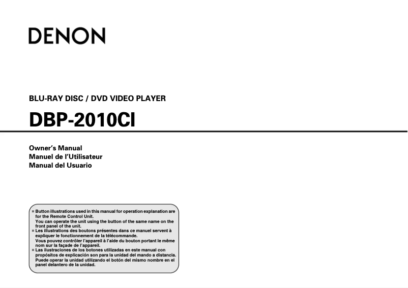 Page 1 de la notice Manuel utilisateur Denon DBP-2010