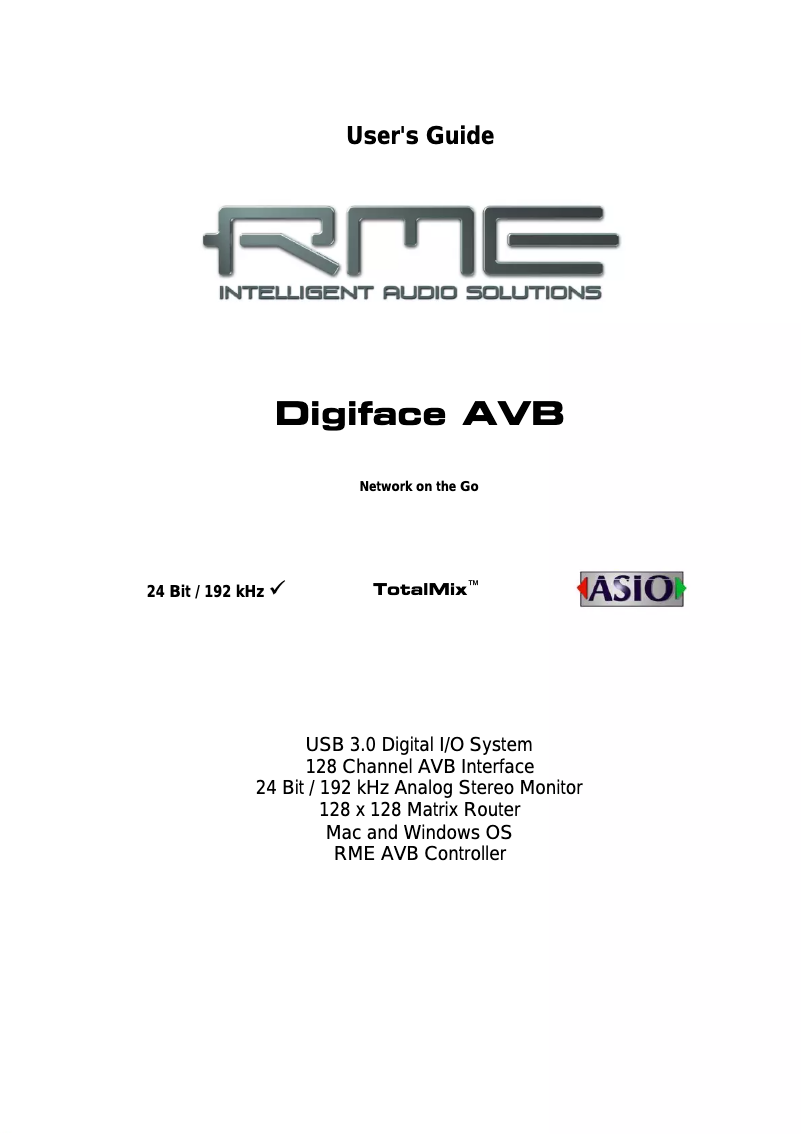 Page 1 de la notice Manuel utilisateur RME Digiface AVB