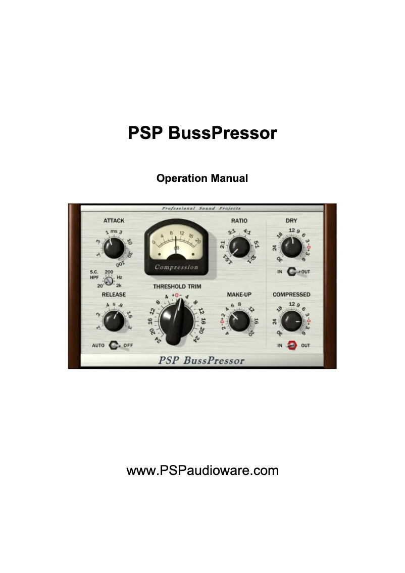 Page 1 de la notice Manuel utilisateur PSP Audioware Audio PSP BussPressor