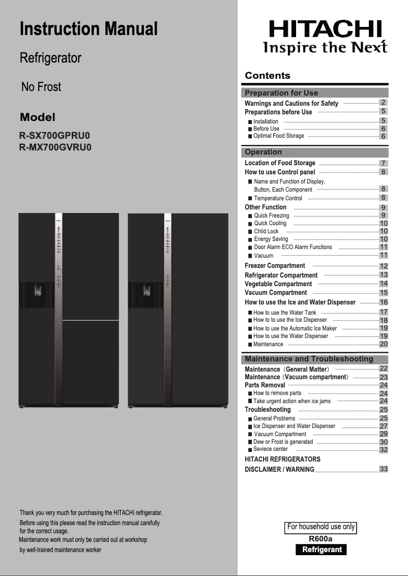 Imagen de la primera página del manual del dispositivo R-SX700GPRU0