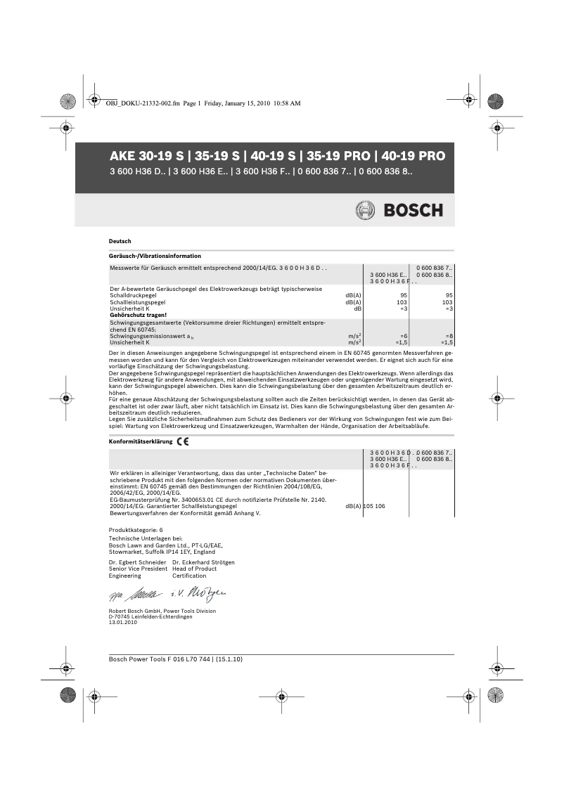 Página 1 del manual Manual de usuario Bosch AKE 40-19 PRO