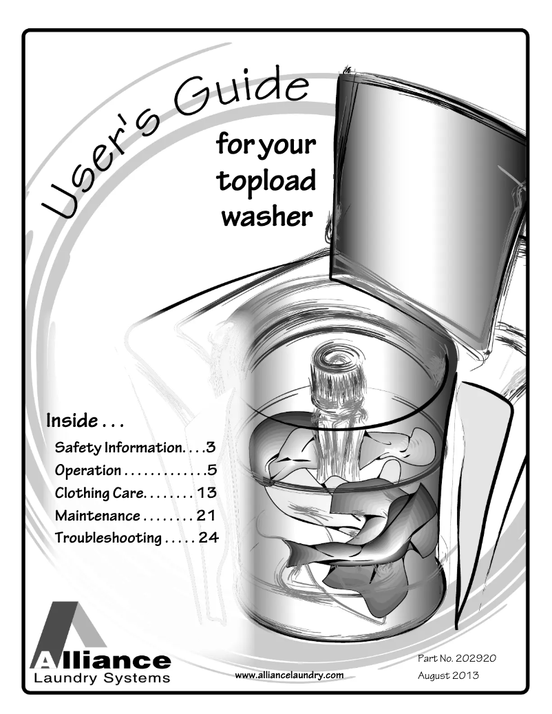 Page 1 de la notice Manuel utilisateur Speed Queen AWNA62