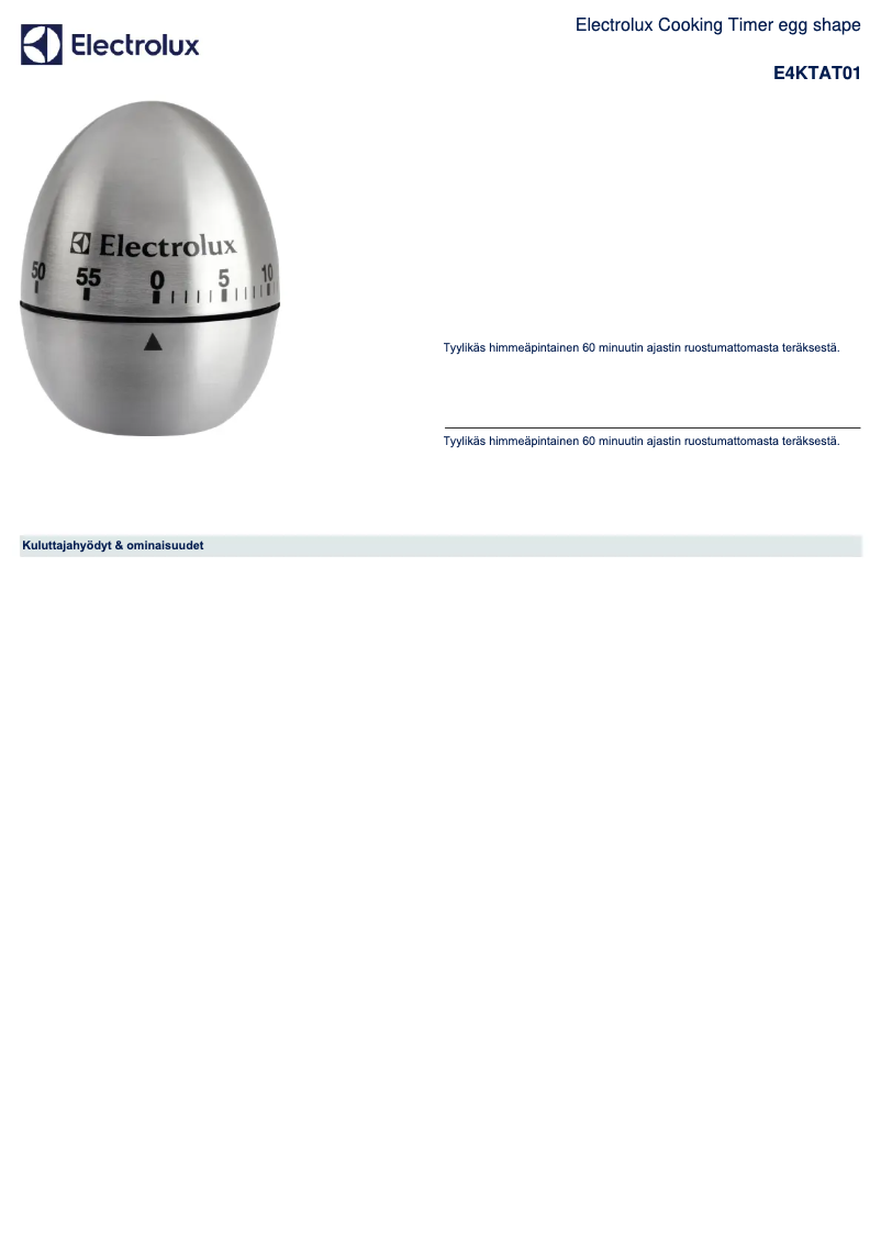 Page n°1 - Manuel utilisateur AEG E4KTAT01