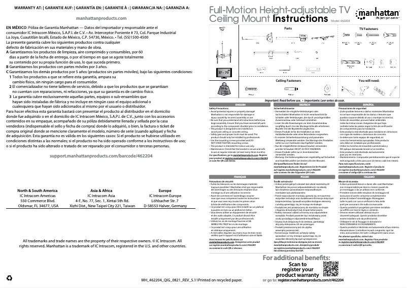 Page 1 de la notice Manuel utilisateur Manhattan 462204