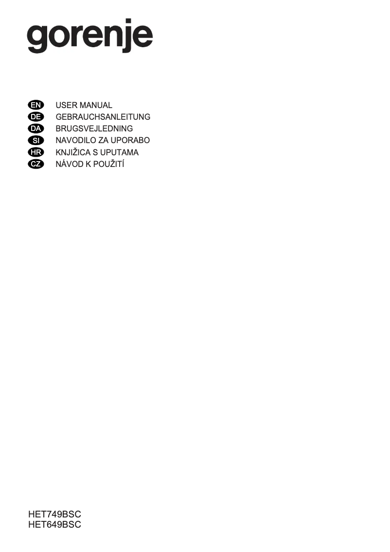 Page n°1 - Manuel utilisateur Gorenje HET749BSC