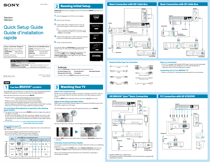 Page n°1 - Guide d'installation Sony Bravia KDL-40R470B