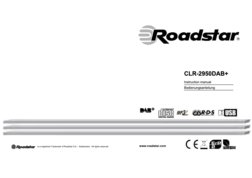 Page n°1 - Manuel utilisateur Roadstar CLR-2950DAB+