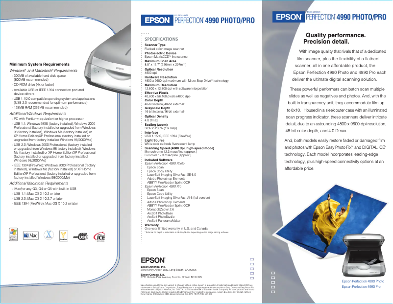 Image de la première page du manuel de l'appareil Perfection 4990 Photo