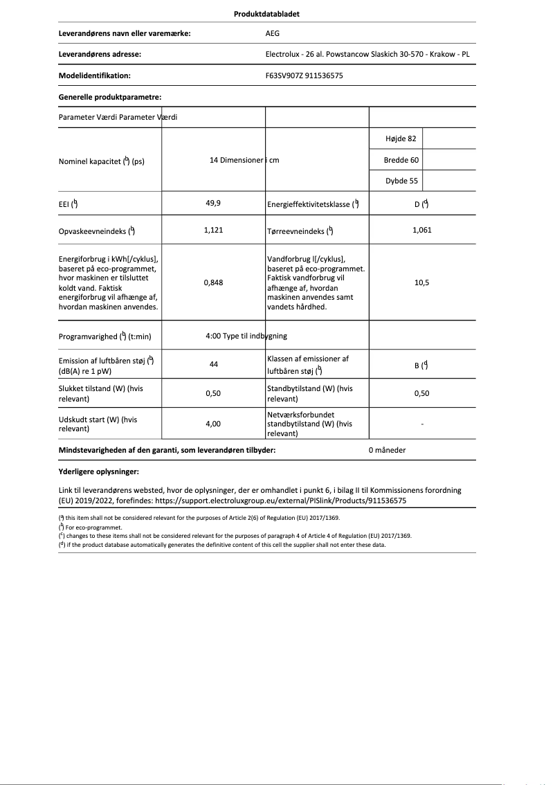 Page 1 de la notice Manuel utilisateur Electrolux F63SV907Z
