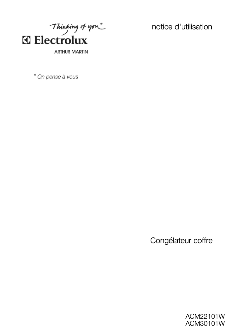 Page 1 de la notice Manuel utilisateur Arthur Martin-Electrolux ACM 22101 W