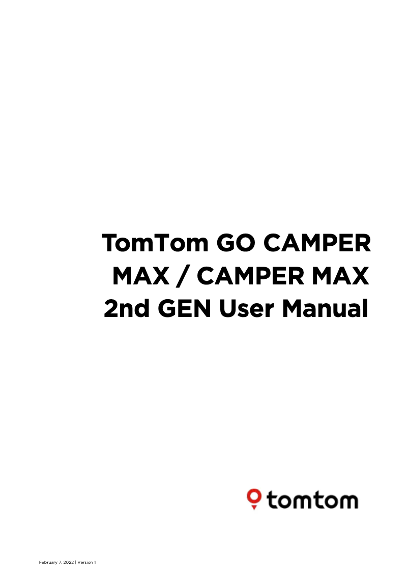 Page n°1 - Manuel utilisateur TomTom GO Camper Max (2nd Generation)