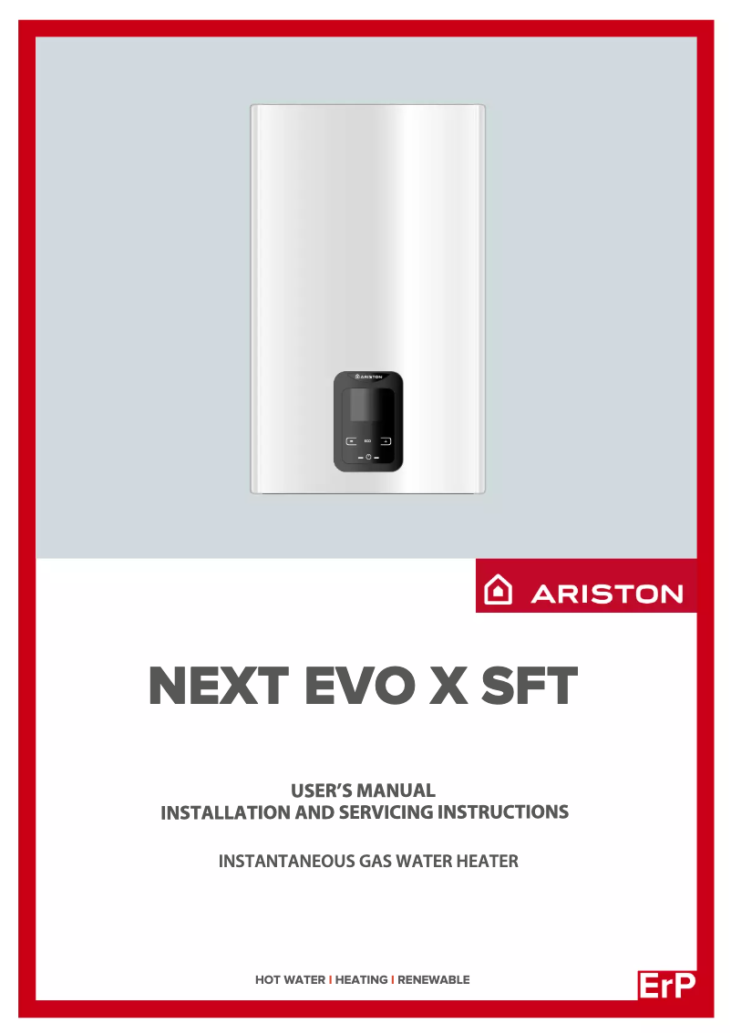 Page 1 de la notice Manuel utilisateur Ariston Thermo Next Evo X