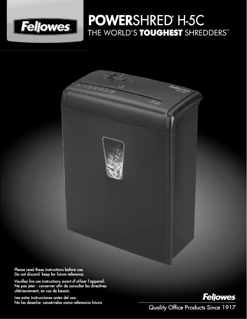 Page n°1 - Manuel utilisateur Fellowes Powershred H-5C