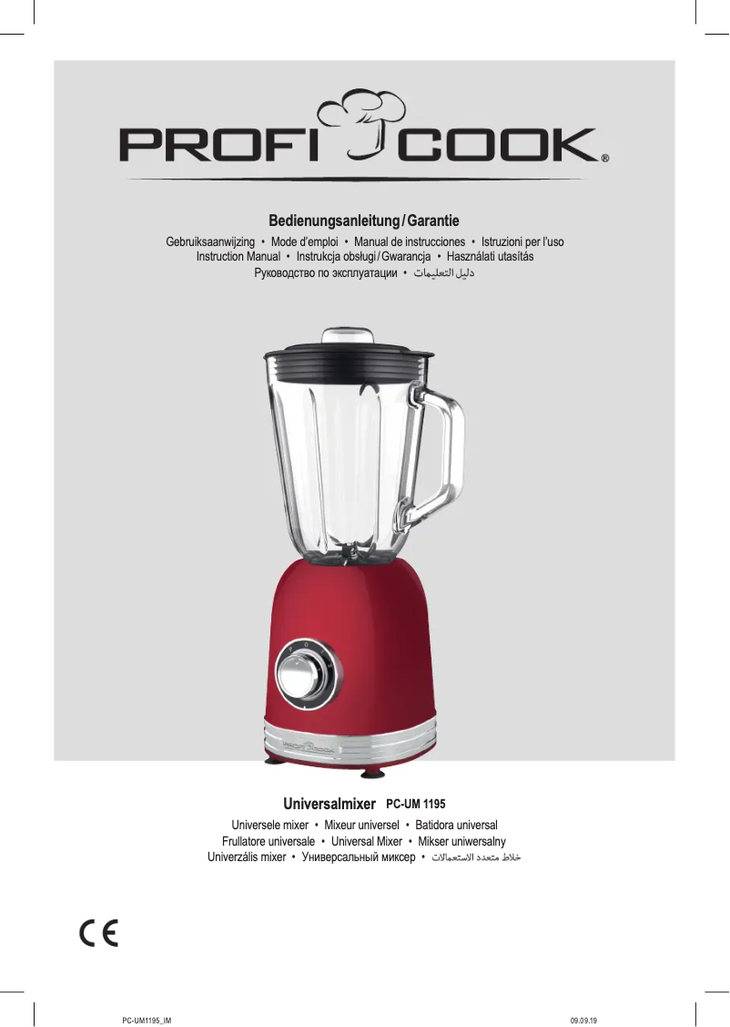 Page n°1 - Manuel utilisateur ProfiCook PC-UM 1195