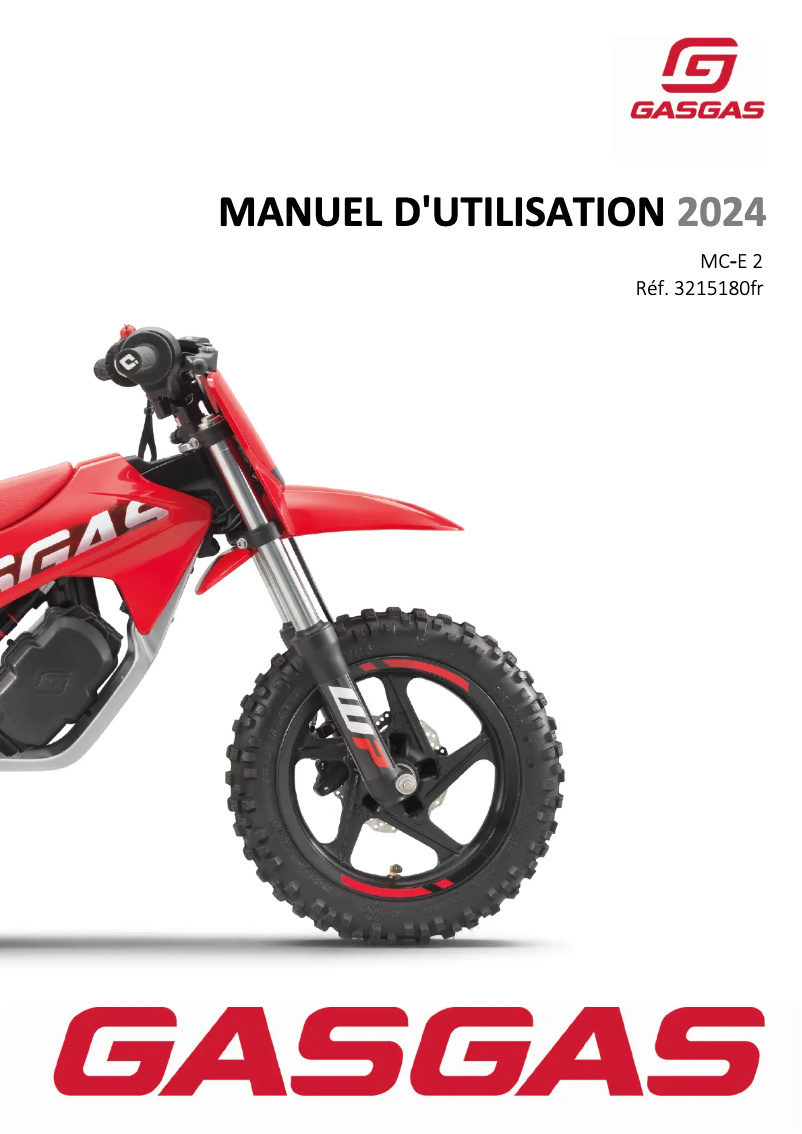 Page 1 de la notice Manuel utilisateur GasGas MC-E 2 (2024)