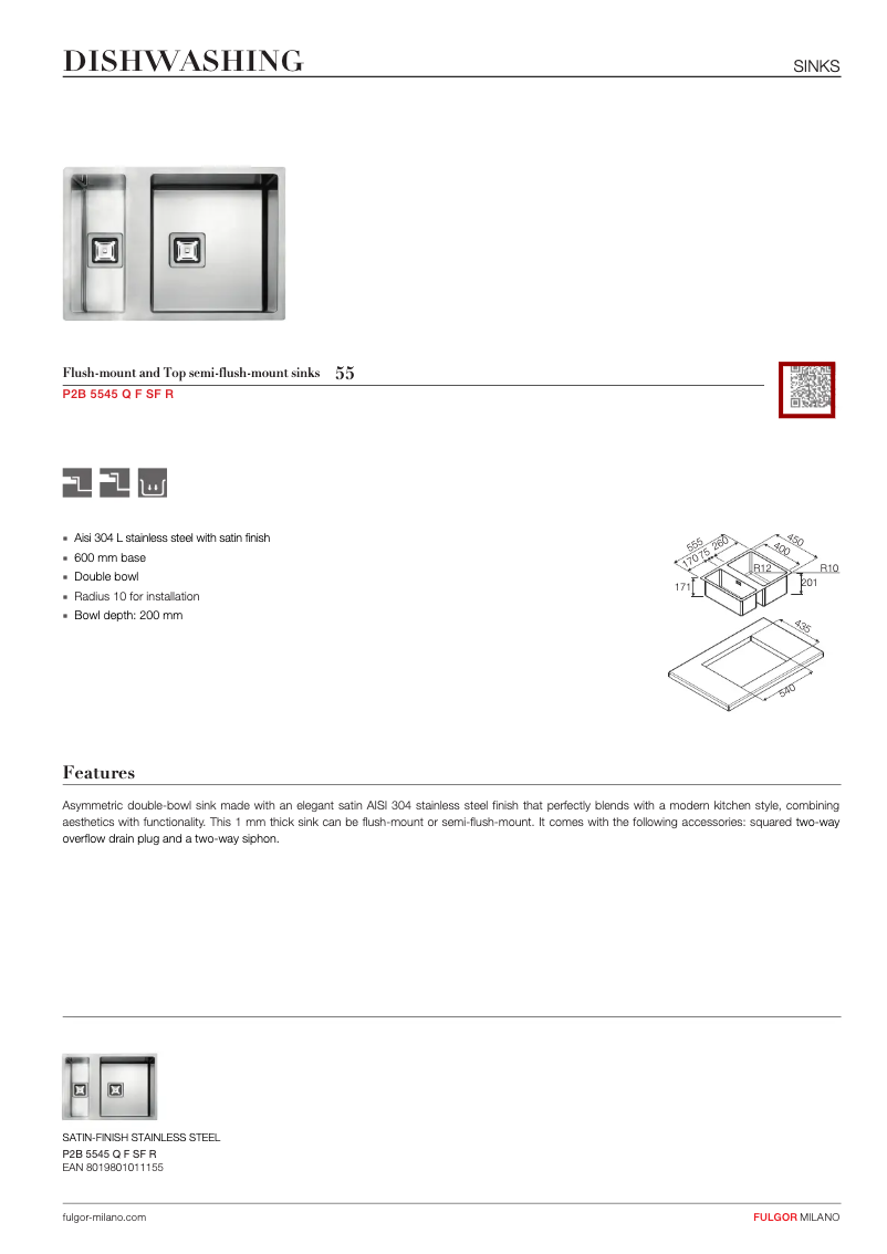 Página 1 del manual Manual de usuario Fulgor Milano P2B 5545 Q F-SF R