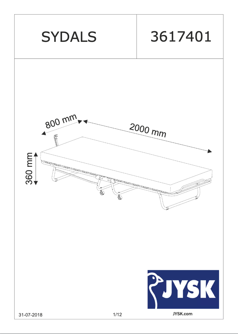 Page 1 de la notice Manuel utilisateur JYSK Sydals