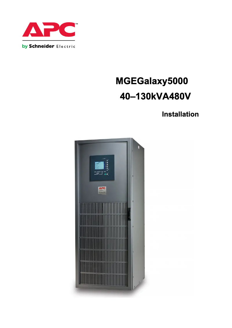 Page n°1 - Manuel utilisateur APC MGE Galaxy 5000 40 kVA