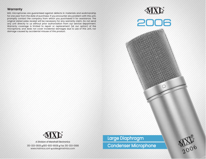 Page 1 de la notice Manuel utilisateur MXL 2006