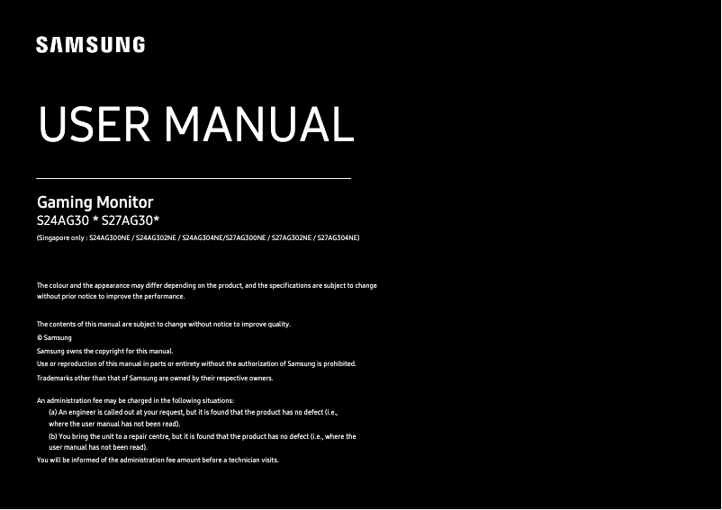 Page 1 de la notice Manuel utilisateur Samsung S27AG300NW