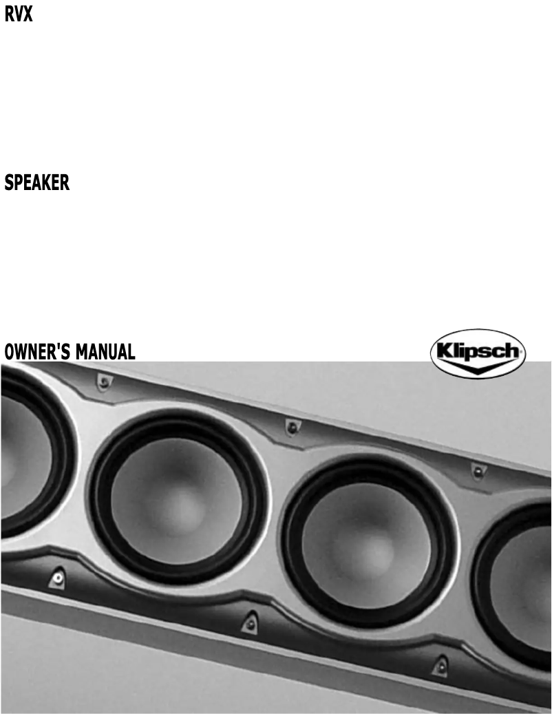 Page 1 de la notice Manuel utilisateur Klipsch Reference RVX-54
