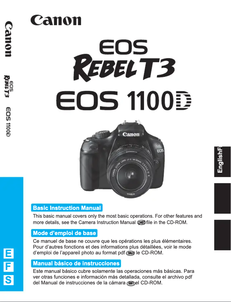 Image de la première page du manuel de l'appareil EOS Rebel T3