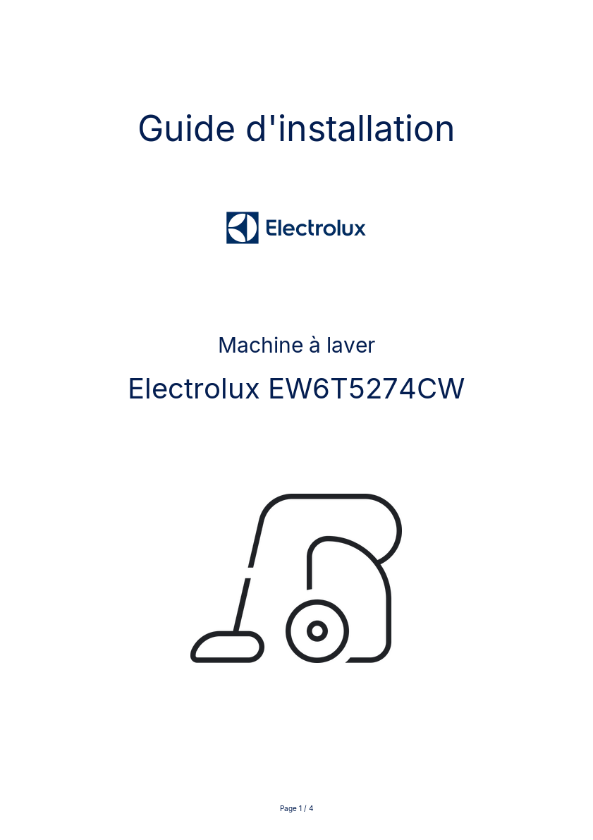 Image de la première page du manuel de l'appareil EW6T5274CW