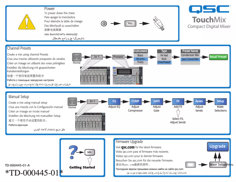 Page n°1 - Guide de démarrage rapide QSC TouchMix-30 Pro