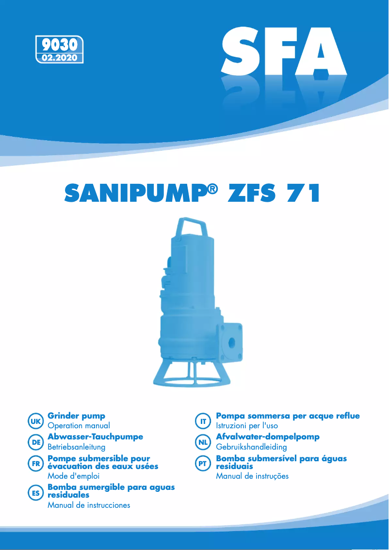 Page 1 de la notice Manuel utilisateur Sanibroyeur Sanipump ZFS 71