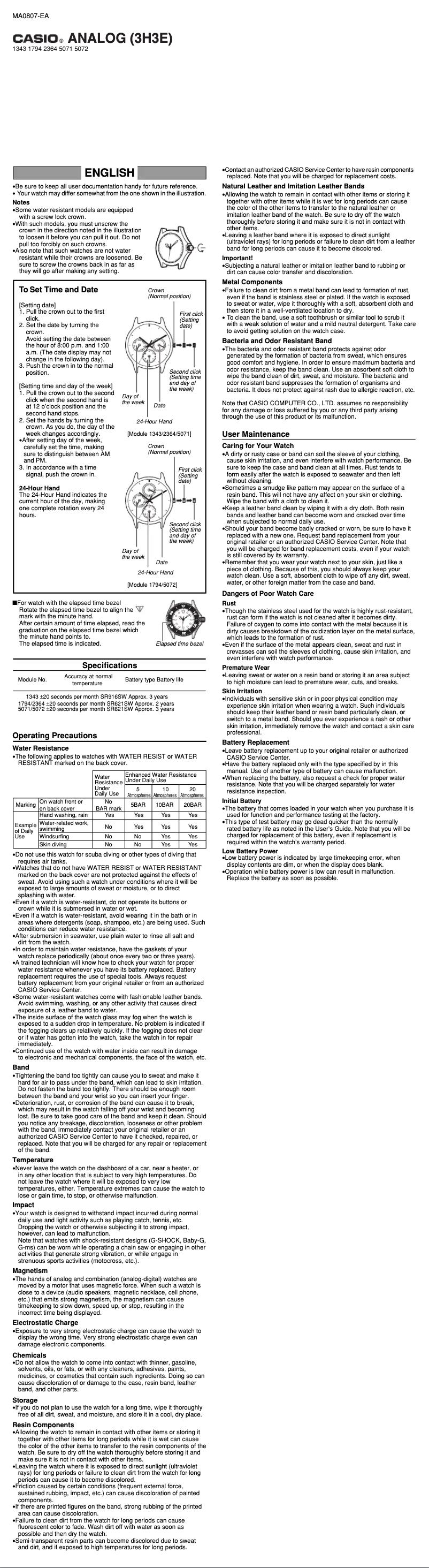 Page 1 de la notice Manuel utilisateur Casio Collection LRW-250H-1A3VEF