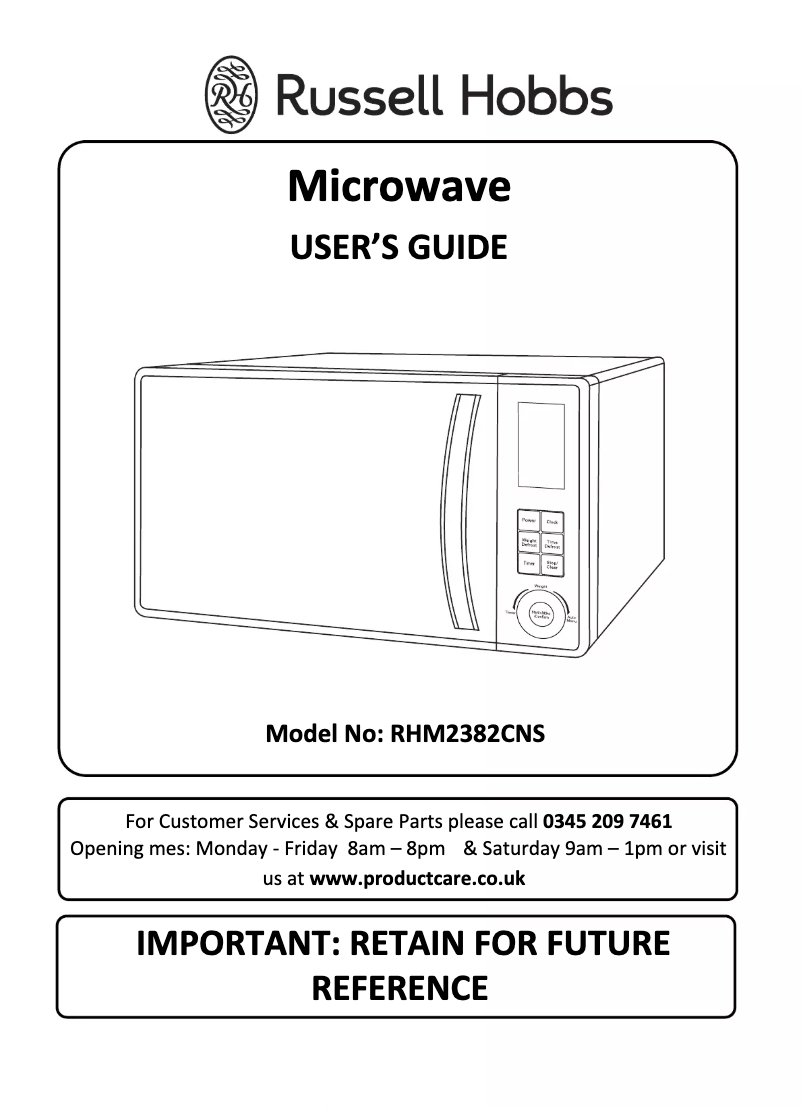 Page n°1 - Manuel utilisateur Russell Hobbs RHM2382CNS