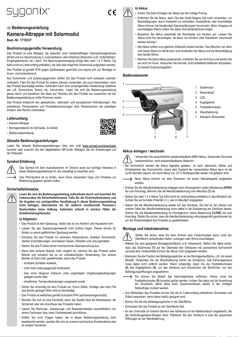 Page n°1 - Manuel utilisateur Sygonix SY-TN-139