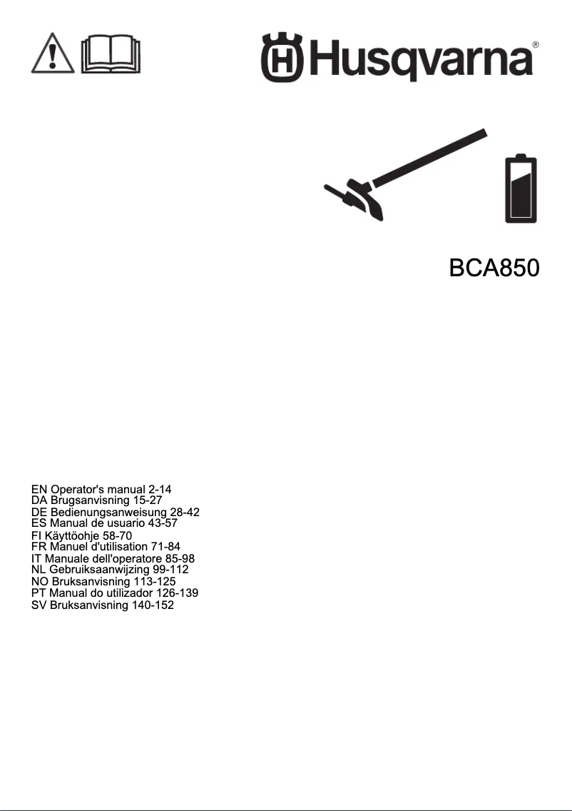 Page n°1 - Manuel utilisateur Husqvarna BCA850