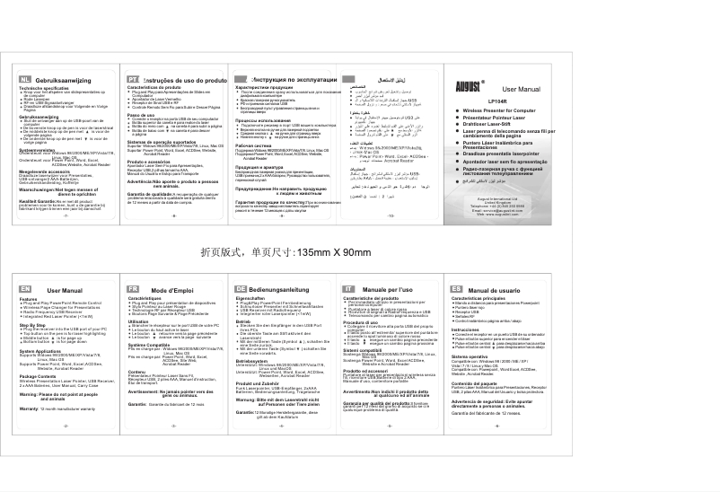 Page n°1 - Manuel utilisateur August LP104R