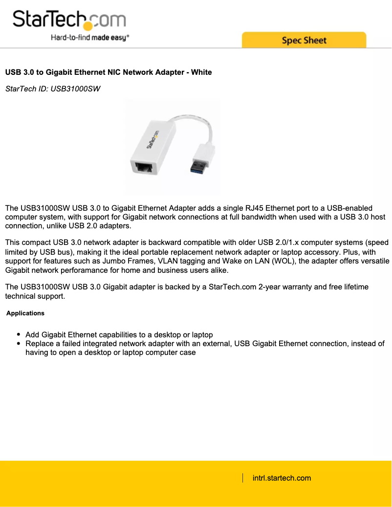 Image de la première page du manuel de l'appareil USB31000SW