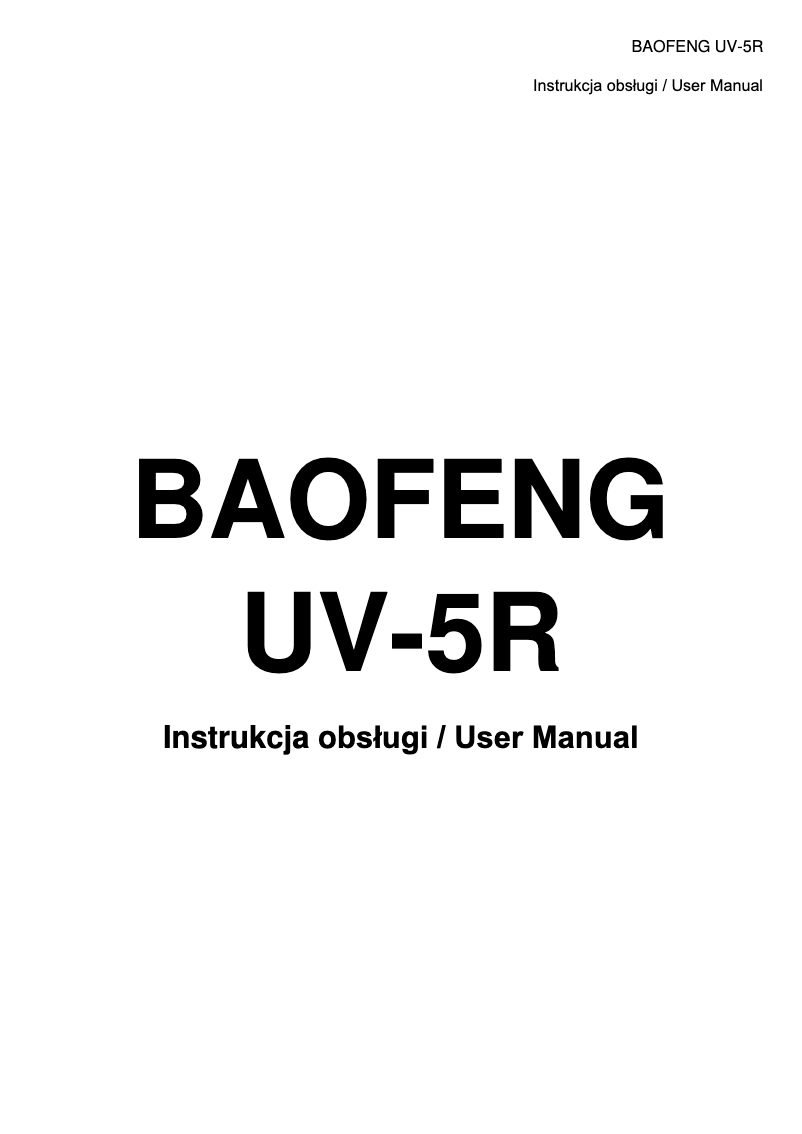Page 1 de la notice Manuel utilisateur BaoFeng UV-5R