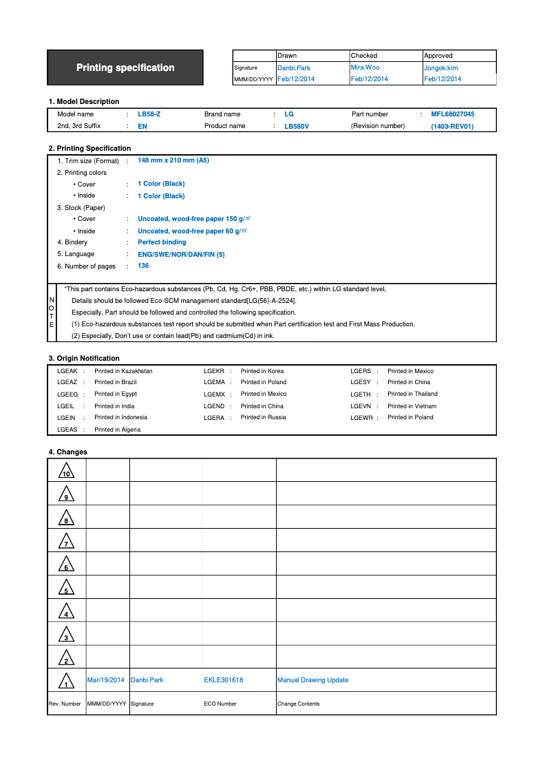 Page 1 de la notice Manuel utilisateur LG 60LB610V