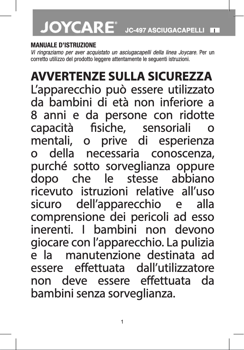 Página 1 del manual Manual de usuario Joycare JC497