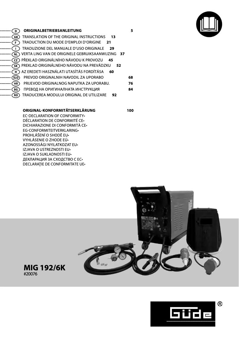 Page 1 de la notice Manuel utilisateur Güde MIG 192/6K