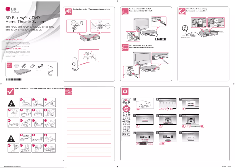 Page 1 de la notice Guide d'installation LG BH6730T