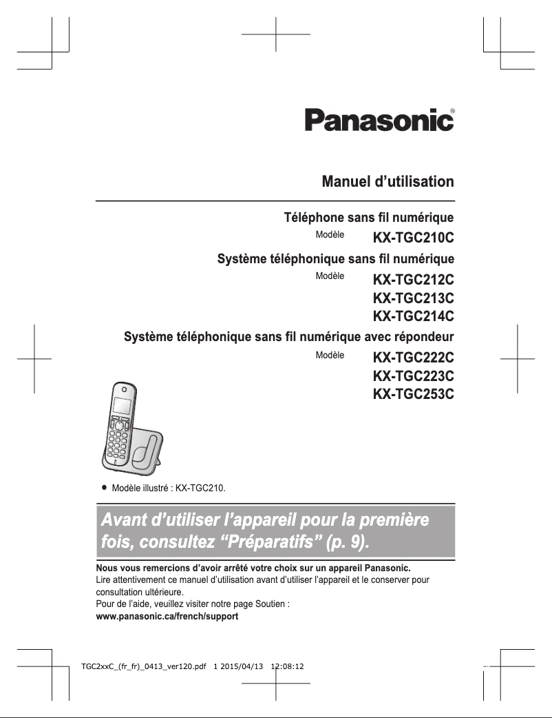 Página 1 del manual Manual de usuario Panasonic KX-TGC213